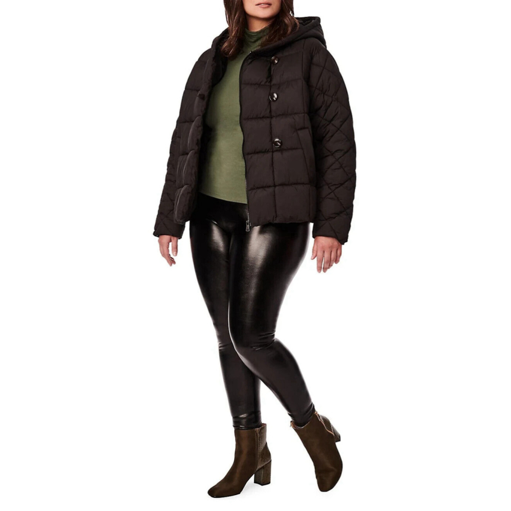 Bernardo Plus Box Quilt Puffer Jacket in Black Size 2X